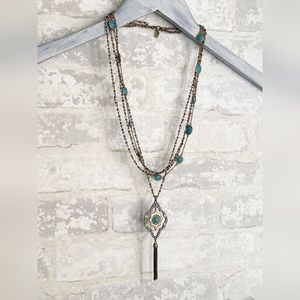 Lucky Brand | Turquoise Brass Statement Necklace